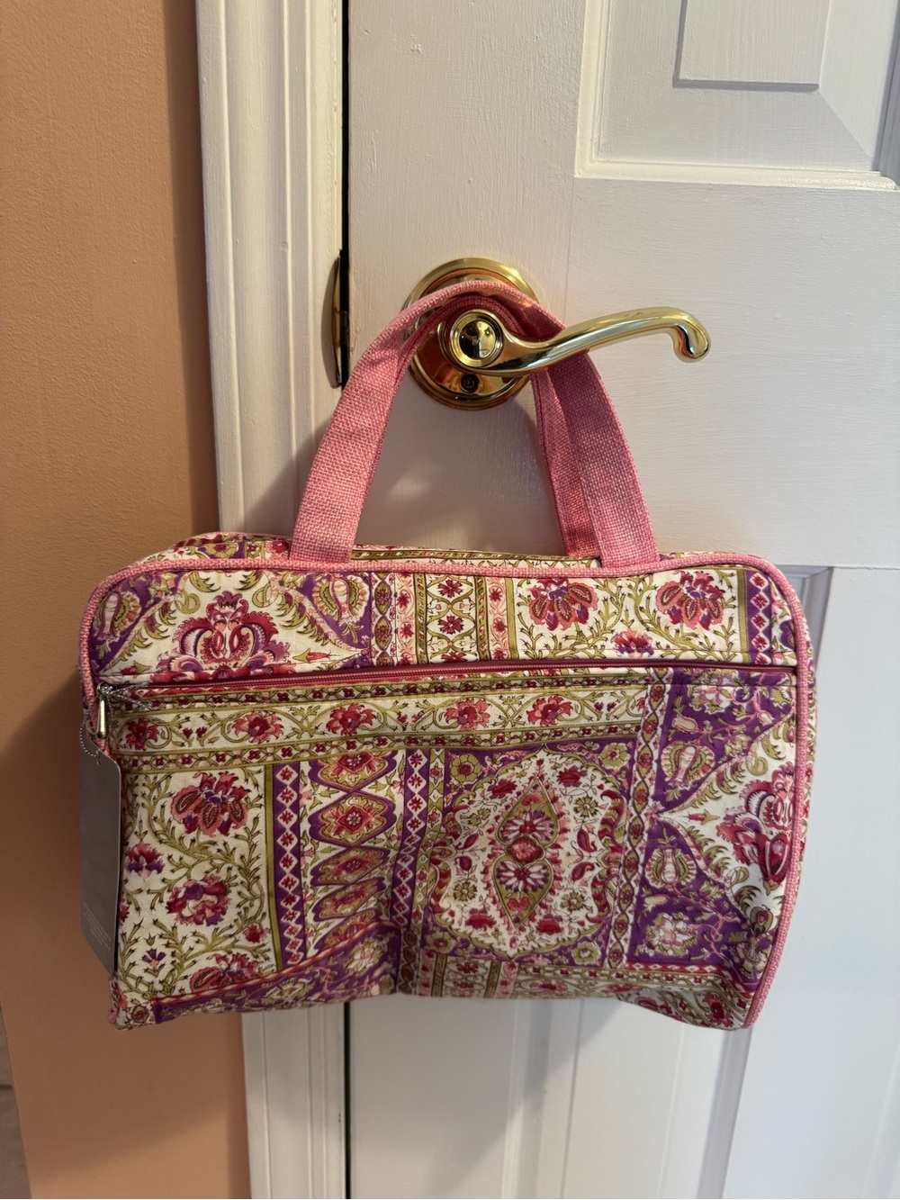 NWT! Raymond Waites Pink Floral Paisley Make Up Toiletry Bag